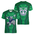 New Zealand Warriors Rugby Mascot Women V-Neck T-Shirt Australian Rugby Culture - Tribal Inspired Warrior