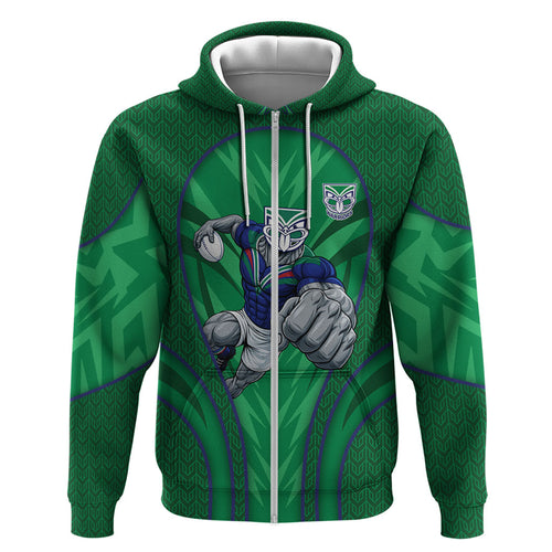 New Zealand Warriors Rugby Mascot Zip Hoodie Australian Rugby Culture - Tribal Inspired Warrior