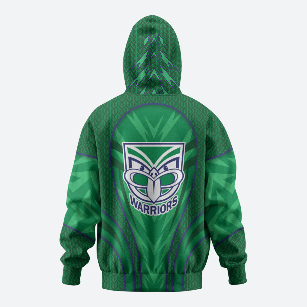 New Zealand Warriors Rugby Mascot Zip Hoodie Australian Rugby Culture - Tribal Inspired Warrior