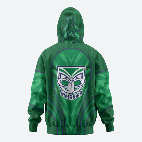 New Zealand Warriors Rugby Mascot Zip Hoodie Australian Rugby Culture - Tribal Inspired Warrior