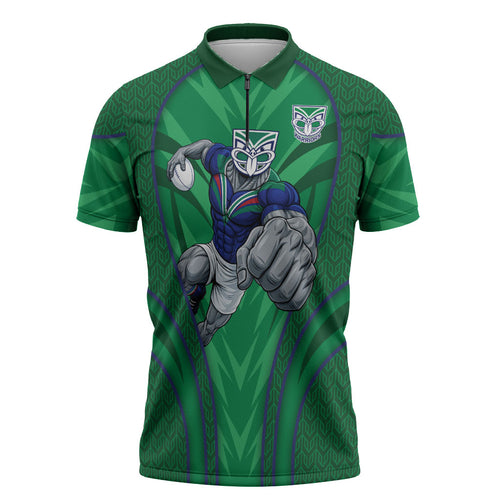 New Zealand Warriors Rugby Mascot Zipper Polo Shirt Australian Rugby Culture - Tribal Inspired Warrior