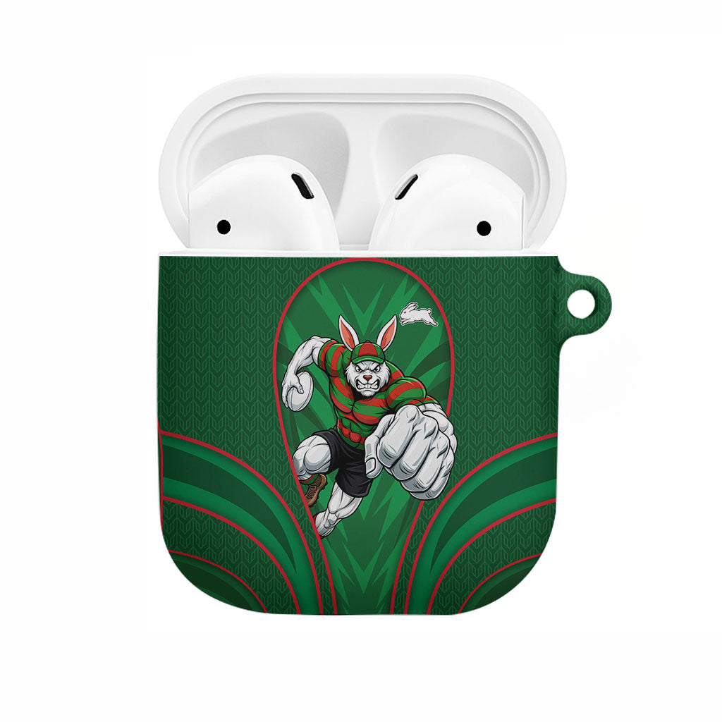 South Sydney Rabbitohs Rugby Mascot AirPods Case Australian Rugby Culture - Tribal Inspired Bunny