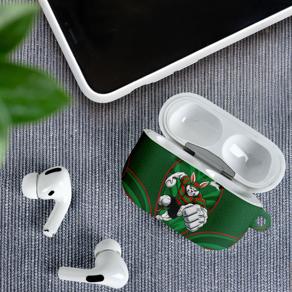 South Sydney Rabbitohs Rugby Mascot AirPods Case Australian Rugby Culture - Tribal Inspired Bunny