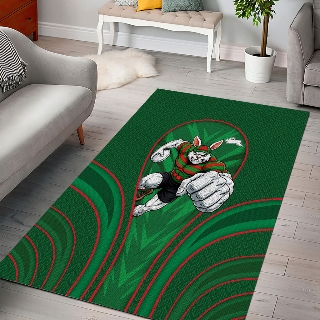 South Sydney Rabbitohs Rugby Mascot Area Rug Australian Rugby Culture - Tribal Inspired Bunny