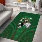 South Sydney Rabbitohs Rugby Mascot Area Rug Australian Rugby Culture - Tribal Inspired Bunny