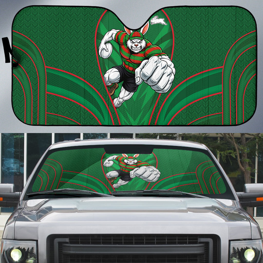 South Sydney Rabbitohs Rugby Mascot Auto Sun Shade Australian Rugby Culture - Tribal Inspired Bunny