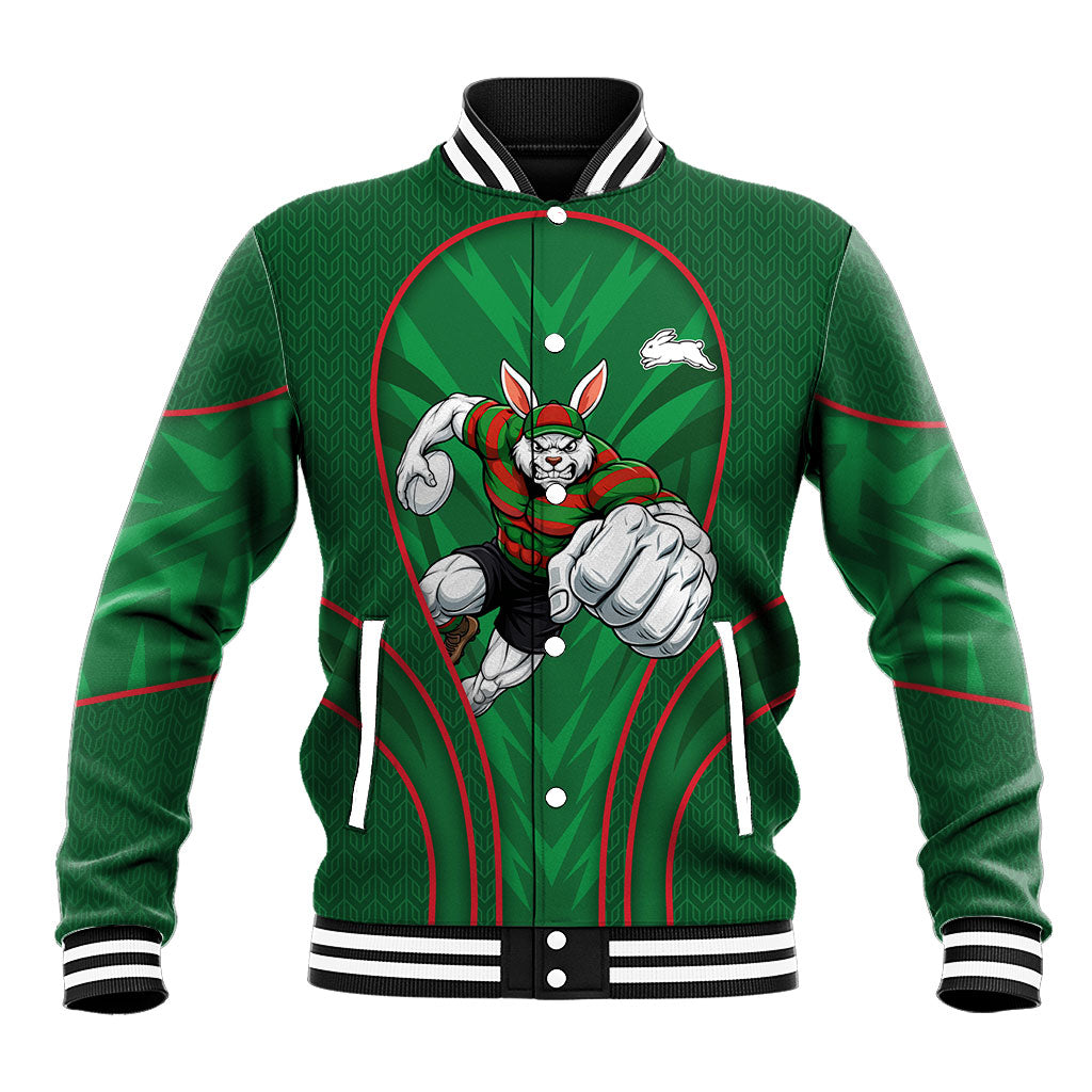 South Sydney Rabbitohs Rugby Mascot Baseball Jacket Australian Rugby Culture - Tribal Inspired Bunny