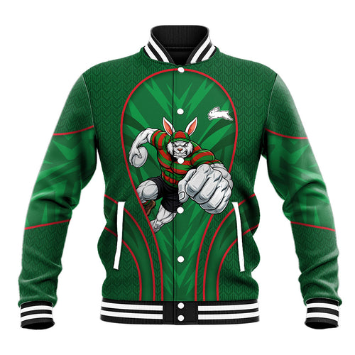 South Sydney Rabbitohs Rugby Mascot Baseball Jacket Australian Rugby Culture - Tribal Inspired Bunny