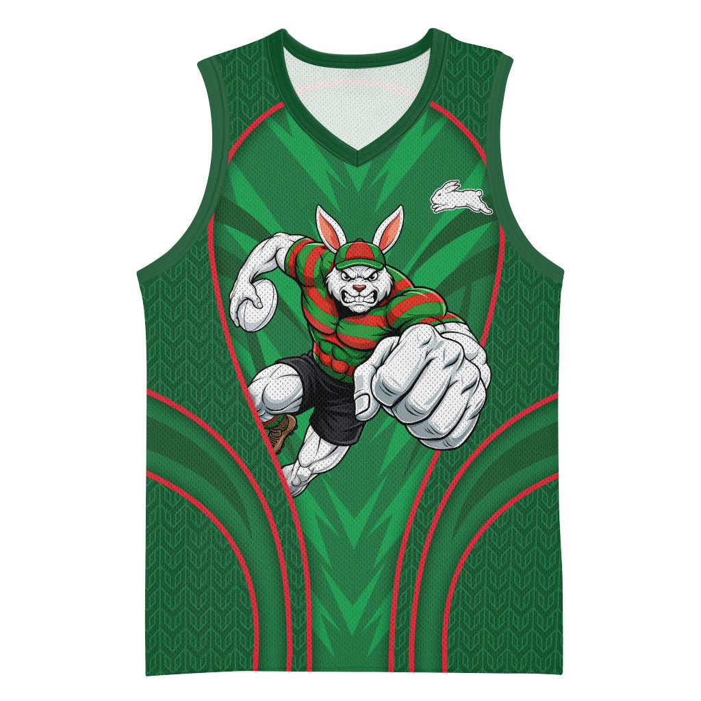 South Sydney Rabbitohs Rugby Mascot Basketball Jersey Australian Rugby Culture - Tribal Inspired Bunny