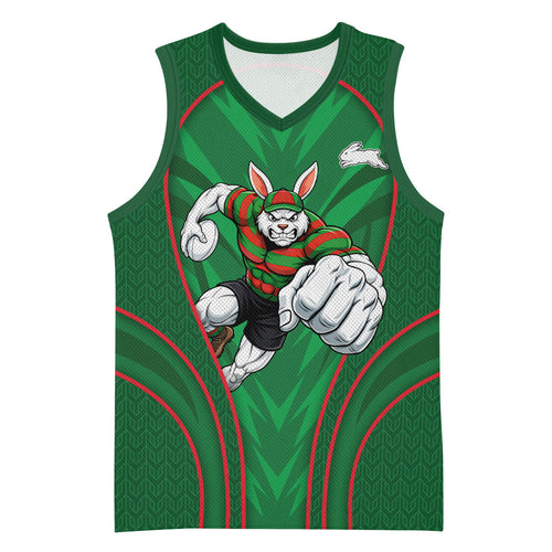 South Sydney Rabbitohs Rugby Mascot Basketball Jersey Australian Rugby Culture - Tribal Inspired Bunny