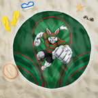 South Sydney Rabbitohs Rugby Mascot Beach Blanket Australian Rugby Culture - Tribal Inspired Bunny