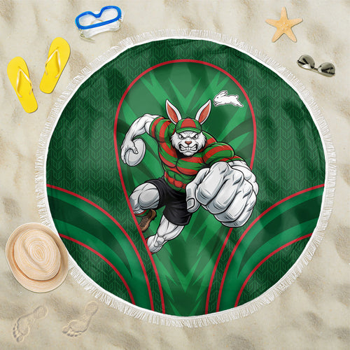 South Sydney Rabbitohs Rugby Mascot Beach Blanket Australian Rugby Culture - Tribal Inspired Bunny