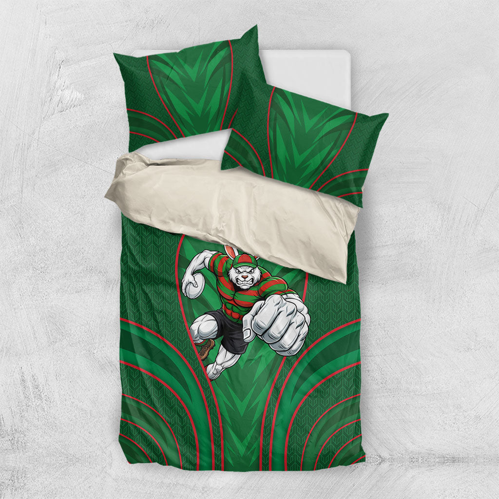 South Sydney Rabbitohs Rugby Mascot Bedding Set Australian Rugby Culture - Tribal Inspired Bunny