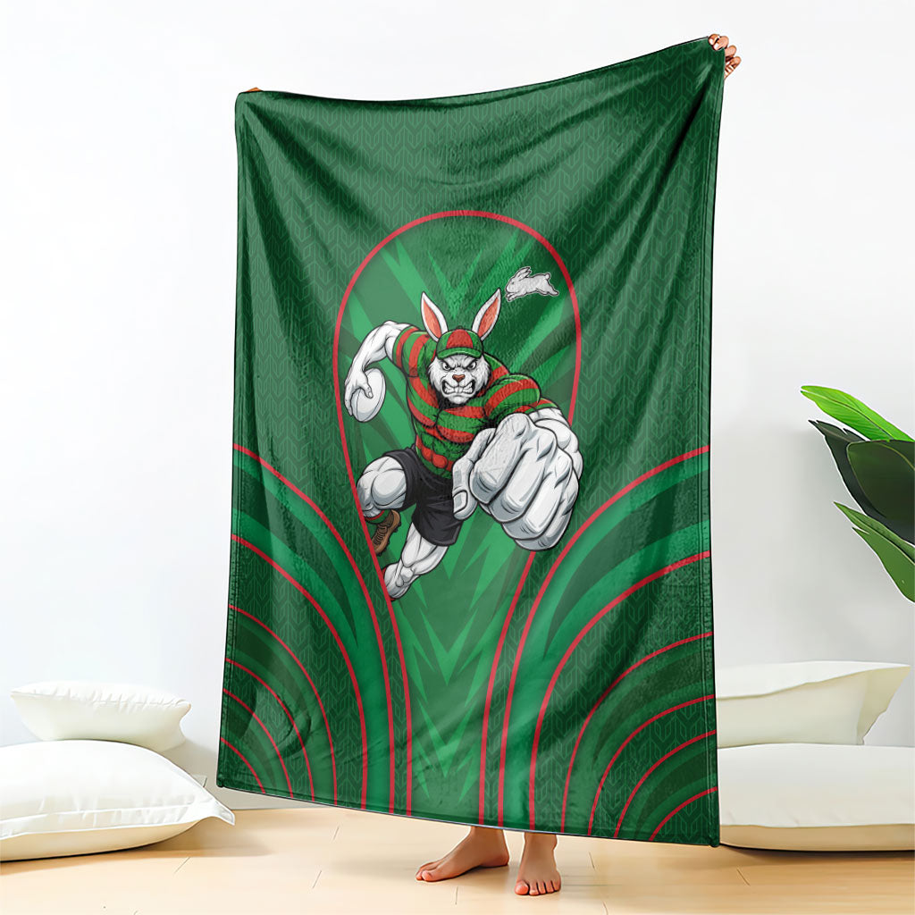 South Sydney Rabbitohs Rugby Mascot Blanket Australian Rugby Culture - Tribal Inspired Bunny