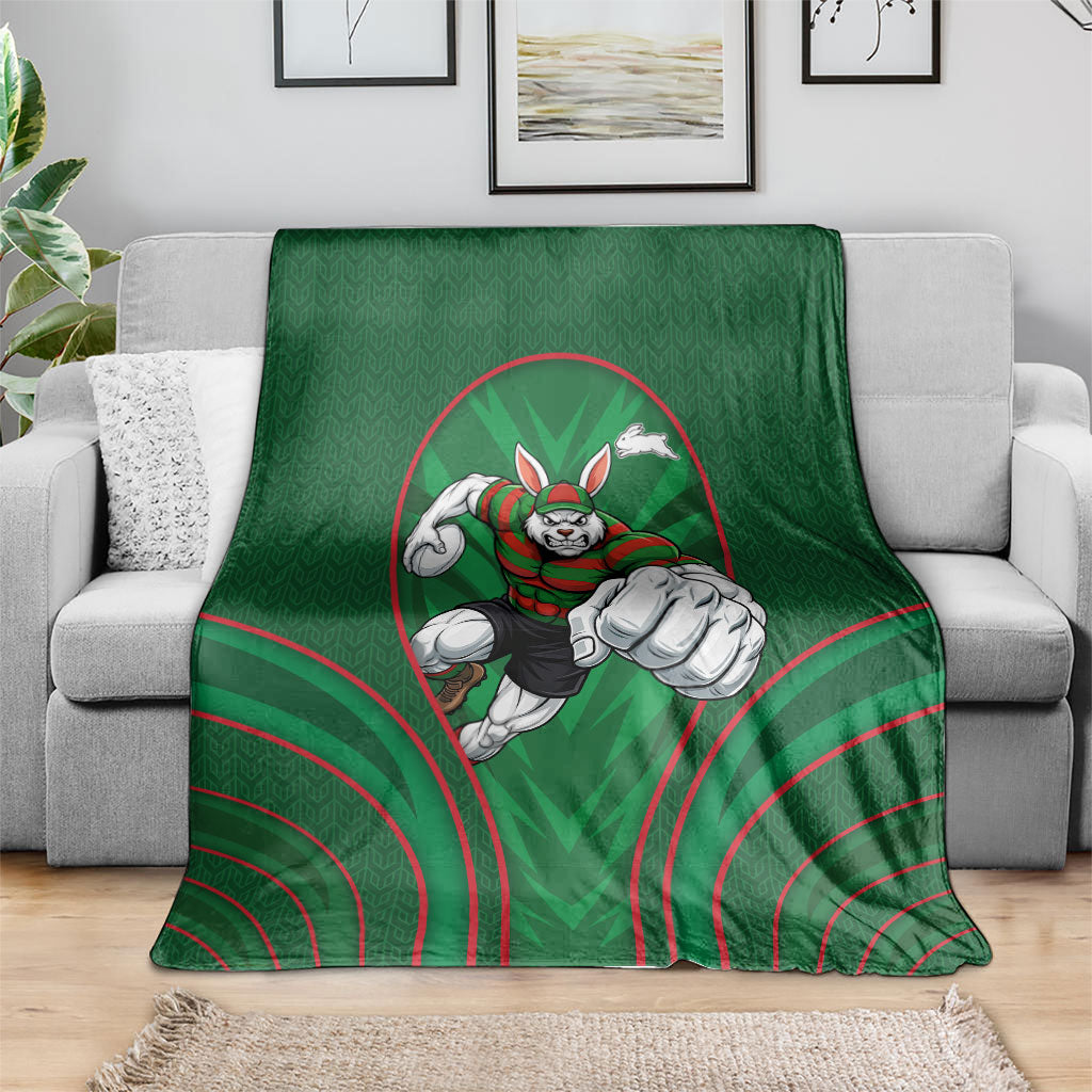 South Sydney Rabbitohs Rugby Mascot Blanket Australian Rugby Culture - Tribal Inspired Bunny