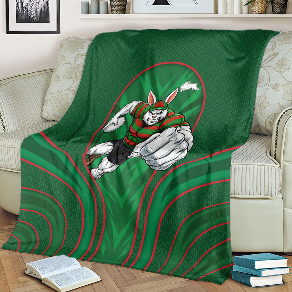 South Sydney Rabbitohs Rugby Mascot Blanket Australian Rugby Culture - Tribal Inspired Bunny