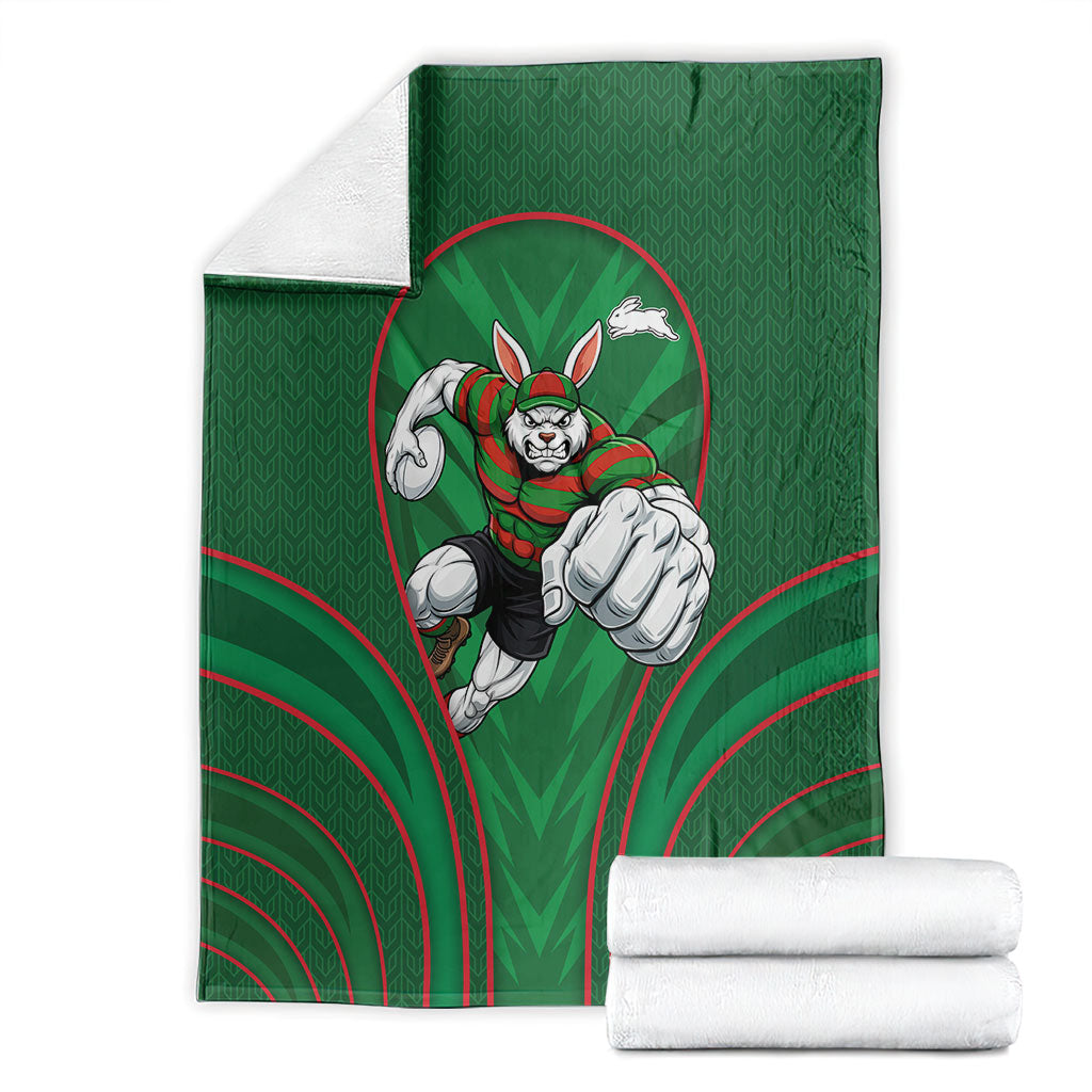 South Sydney Rabbitohs Rugby Mascot Blanket Australian Rugby Culture - Tribal Inspired Bunny