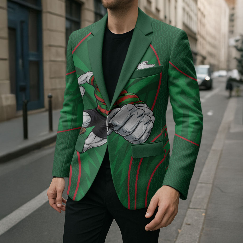 South Sydney Rabbitohs Rugby Mascot Blazer Australian Rugby Culture - Tribal Inspired Bunny