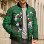 South Sydney Rabbitohs Rugby Mascot Bomber Puffer Jacket Australian Rugby Culture - Tribal Inspired Bunny