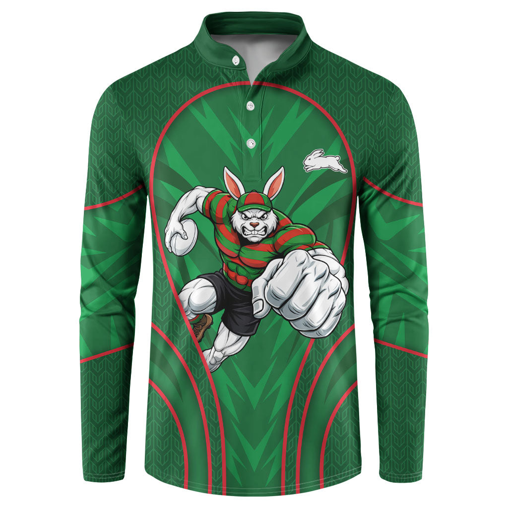 South Sydney Rabbitohs Rugby Mascot Button Sweatshirt Australian Rugby Culture - Tribal Inspired Bunny