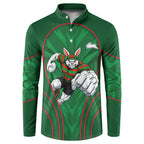 South Sydney Rabbitohs Rugby Mascot Button Sweatshirt Australian Rugby Culture - Tribal Inspired Bunny