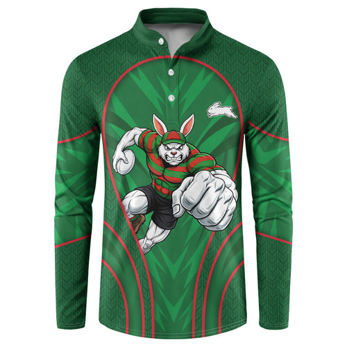 South Sydney Rabbitohs Rugby Mascot Button Sweatshirt Australian Rugby Culture - Tribal Inspired Bunny