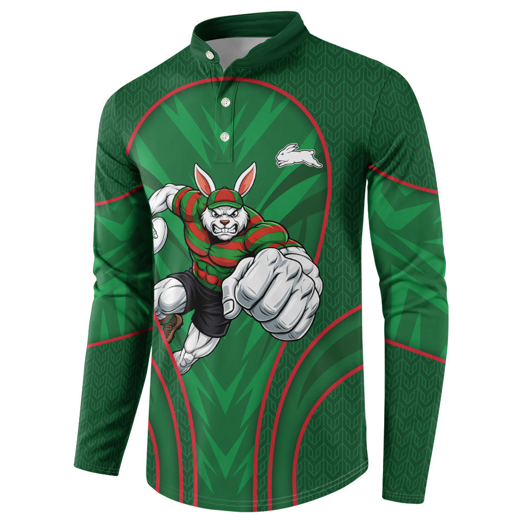 South Sydney Rabbitohs Rugby Mascot Button Sweatshirt Australian Rugby Culture - Tribal Inspired Bunny