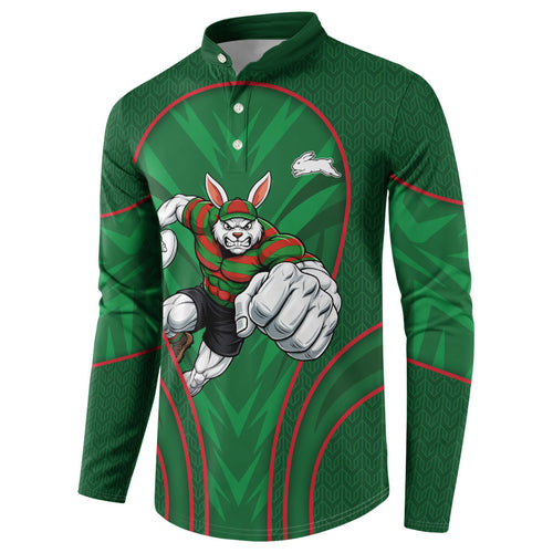 South Sydney Rabbitohs Rugby Mascot Button Sweatshirt Australian Rugby Culture - Tribal Inspired Bunny