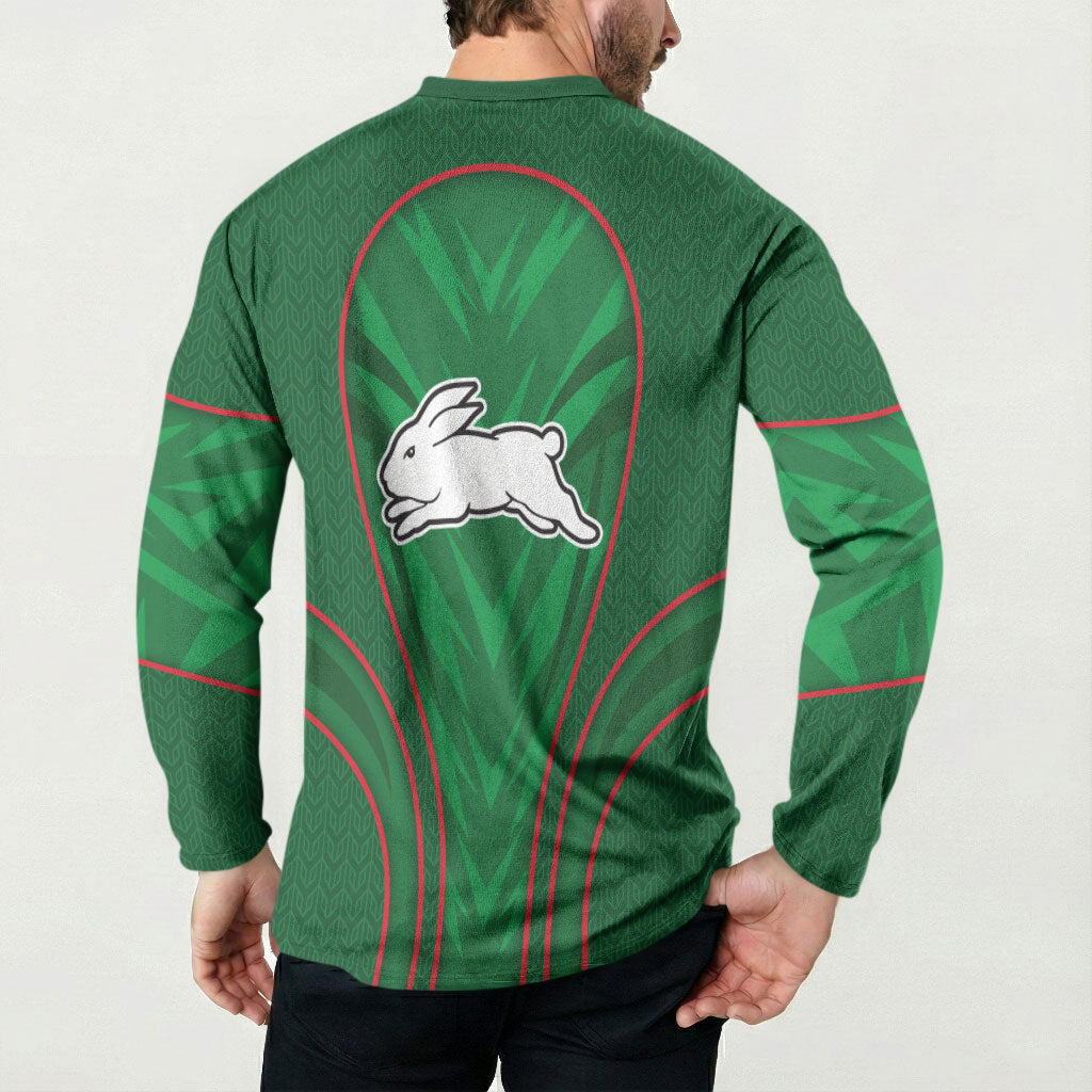 South Sydney Rabbitohs Rugby Mascot Button Sweatshirt Australian Rugby Culture - Tribal Inspired Bunny