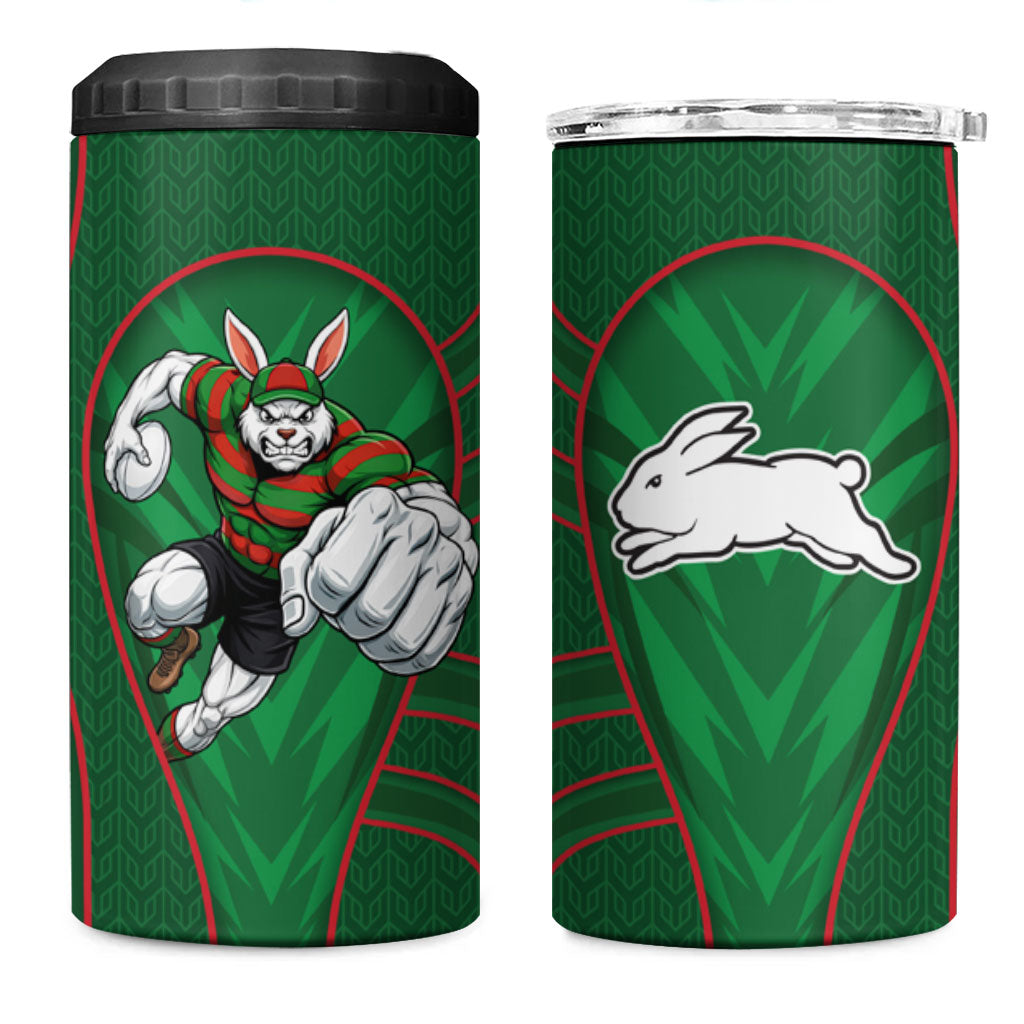 South Sydney Rabbitohs Rugby Mascot 4 in 1 Can Cooler Tumbler Australian Rugby Culture - Tribal Inspired Bunny