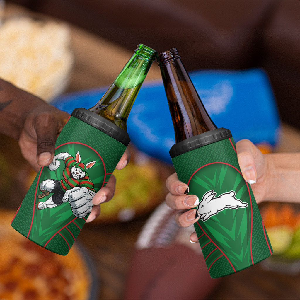 South Sydney Rabbitohs Rugby Mascot 4 in 1 Can Cooler Tumbler Australian Rugby Culture - Tribal Inspired Bunny