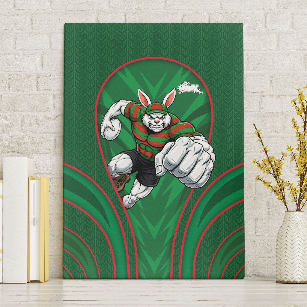 South Sydney Rabbitohs Rugby Mascot Canvas Wall Art Australian Rugby Culture - Tribal Inspired Bunny