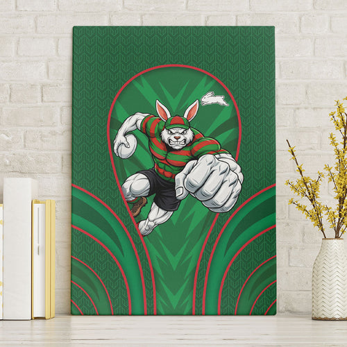South Sydney Rabbitohs Rugby Mascot Canvas Wall Art Australian Rugby Culture - Tribal Inspired Bunny