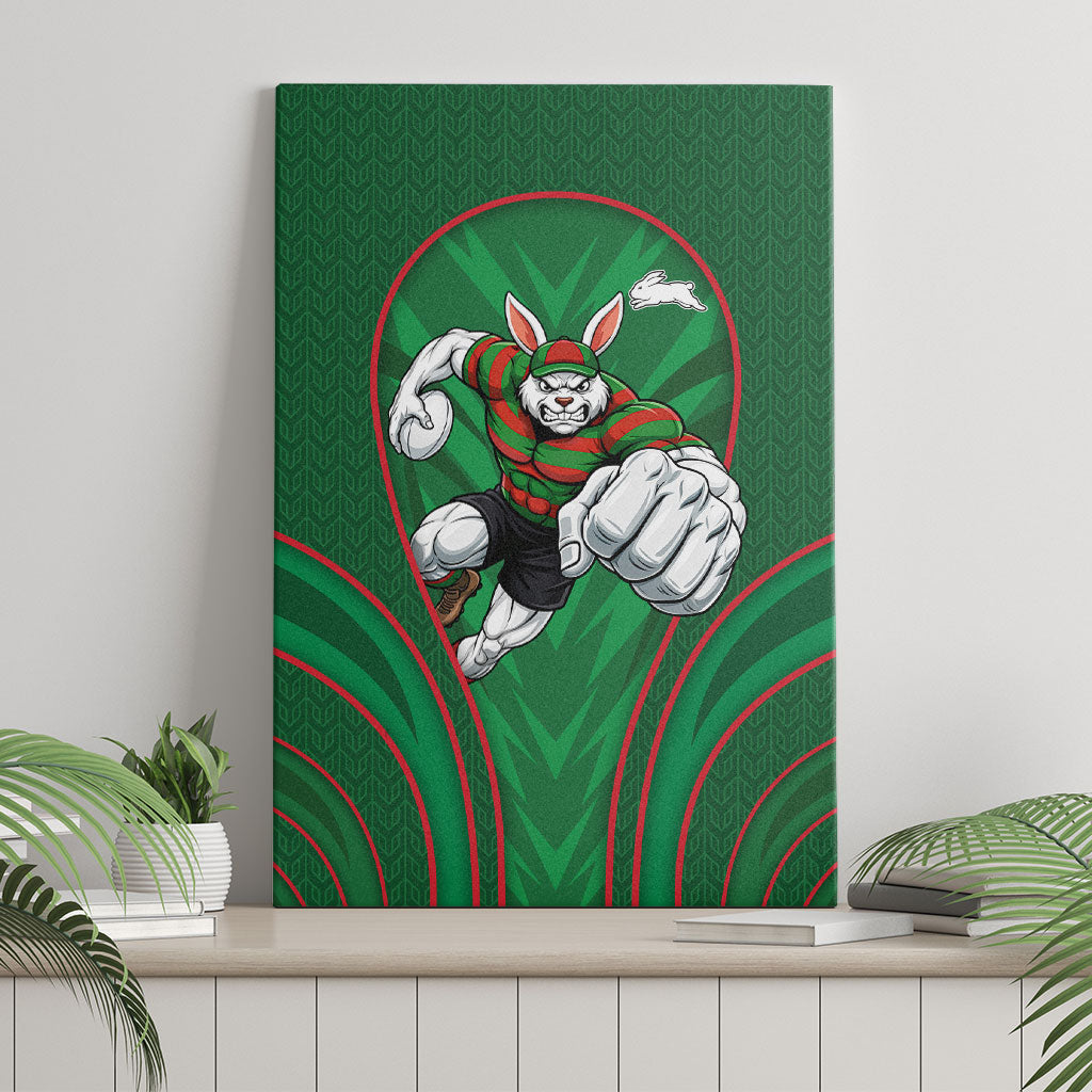 South Sydney Rabbitohs Rugby Mascot Canvas Wall Art Australian Rugby Culture - Tribal Inspired Bunny