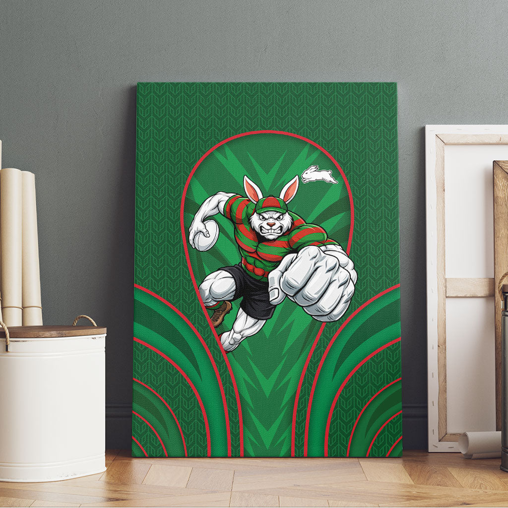 South Sydney Rabbitohs Rugby Mascot Canvas Wall Art Australian Rugby Culture - Tribal Inspired Bunny