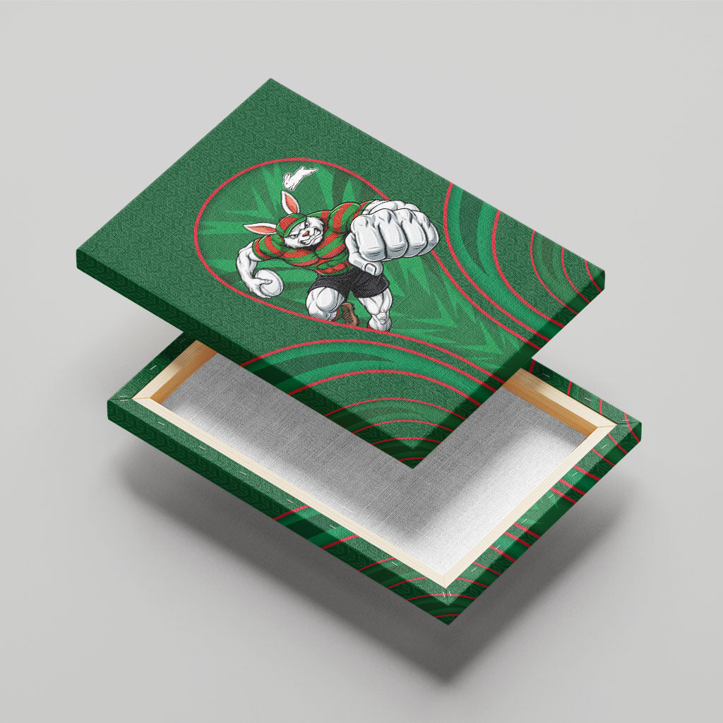 South Sydney Rabbitohs Rugby Mascot Canvas Wall Art Australian Rugby Culture - Tribal Inspired Bunny