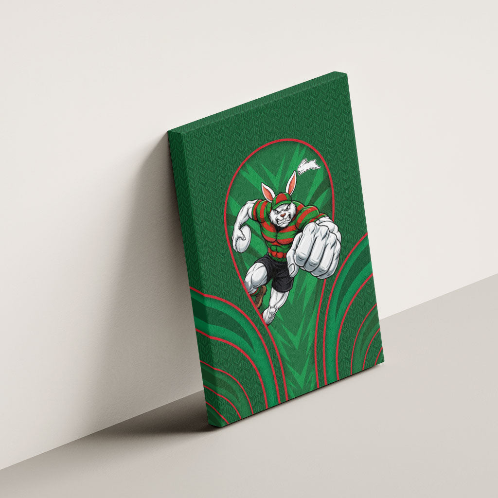 South Sydney Rabbitohs Rugby Mascot Canvas Wall Art Australian Rugby Culture - Tribal Inspired Bunny
