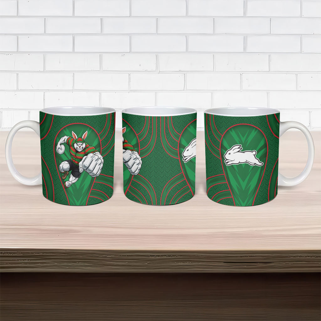 South Sydney Rabbitohs Rugby Mascot Ceramic Mug Australian Rugby Culture - Tribal Inspired Bunny