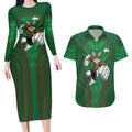 South Sydney Rabbitohs Rugby Mascot Couples Matching Long Sleeve Bodycon Dress and Hawaiian Shirt Australian Rugby Culture - Tribal Inspired Bunny