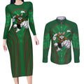 South Sydney Rabbitohs Rugby Mascot Couples Matching Long Sleeve Bodycon Dress and Long Sleeve Button Shirt Australian Rugby Culture - Tribal Inspired Bunny