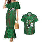 South Sydney Rabbitohs Rugby Mascot Couples Matching Mermaid Dress and Hawaiian Shirt Australian Rugby Culture - Tribal Inspired Bunny