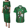 South Sydney Rabbitohs Rugby Mascot Couples Matching Puletasi and Hawaiian Shirt Australian Rugby Culture - Tribal Inspired Bunny