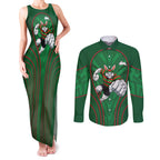 South Sydney Rabbitohs Rugby Mascot Couples Matching Tank Maxi Dress and Long Sleeve Button Shirt Australian Rugby Culture - Tribal Inspired Bunny