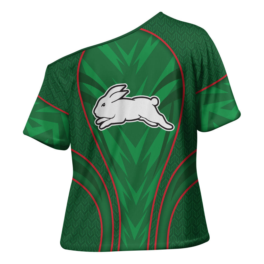 South Sydney Rabbitohs Rugby Mascot Cross Shoulder Shirt Australian Rugby Culture - Tribal Inspired Bunny