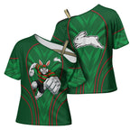 South Sydney Rabbitohs Rugby Mascot Cross Shoulder Shirt Australian Rugby Culture - Tribal Inspired Bunny