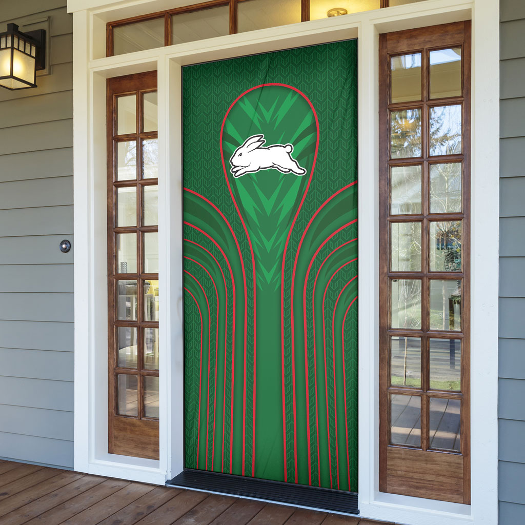 South Sydney Rabbitohs Rugby Mascot Door Cover Australian Rugby Culture - Tribal Inspired Bunny