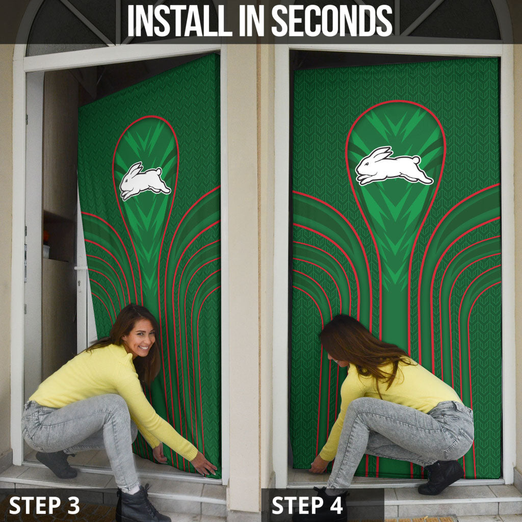South Sydney Rabbitohs Rugby Mascot Door Cover Australian Rugby Culture - Tribal Inspired Bunny