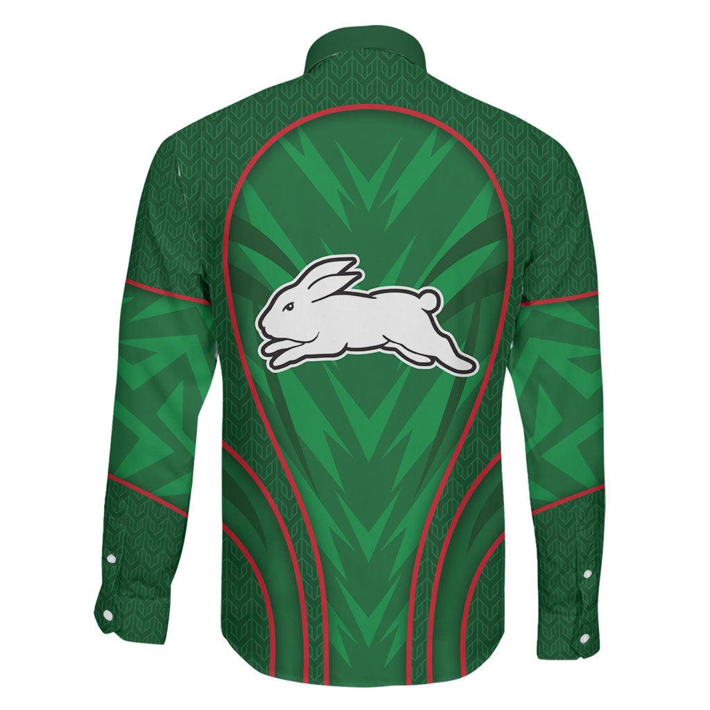 South Sydney Rabbitohs Rugby Mascot Family Matching Long Sleeve Bodycon Dress and Hawaiian Shirt Australian Rugby Culture - Tribal Inspired Bunny