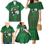 South Sydney Rabbitohs Rugby Mascot Family Matching Mermaid Dress and Hawaiian Shirt Australian Rugby Culture - Tribal Inspired Bunny