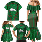 South Sydney Rabbitohs Rugby Mascot Family Matching Mermaid Dress and Hawaiian Shirt Australian Rugby Culture - Tribal Inspired Bunny